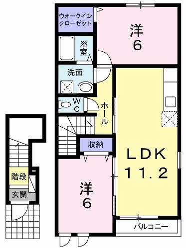 アバンツァート 西島(2LDK/2階)の間取り写真
