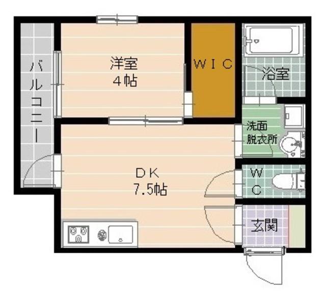 スペシャルツイン三宅B(1DK/2階)の間取り写真