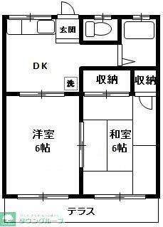 根岸スカイハイツ(2DK/1階)の間取り写真