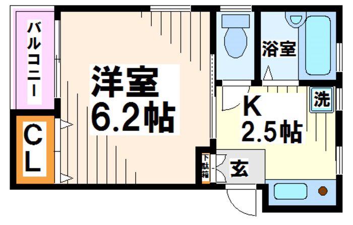 メゾンドボヌール(1K/2階)の間取り写真