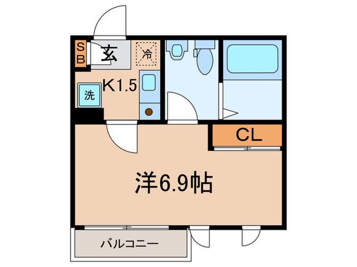 ウイング緑が丘(1K/3階)の間取り写真