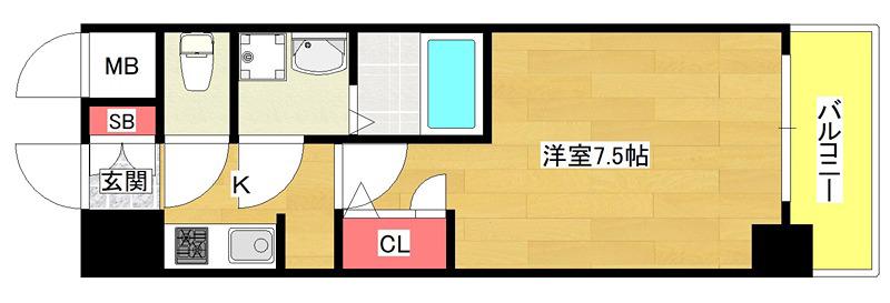 サムティ夕凪LUKSUS(1K/9階)の間取り写真