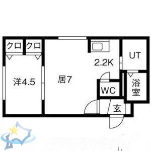 ルーエ琴似(1LDK/1階)の間取り写真
