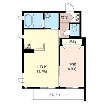 MARCH WITH(1LDK/3階)の間取り写真