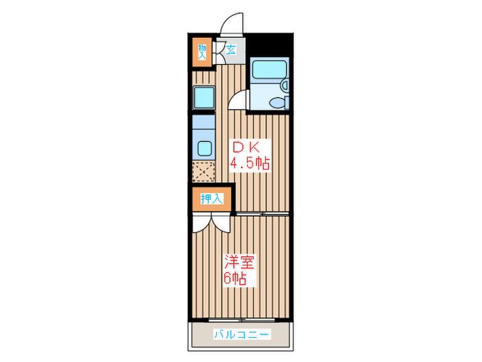 芳賀興産ビル(1DK/2階)の間取り写真