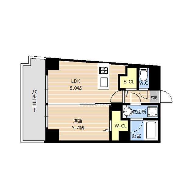 アイズ南福岡(1LDK/7階)の間取り写真