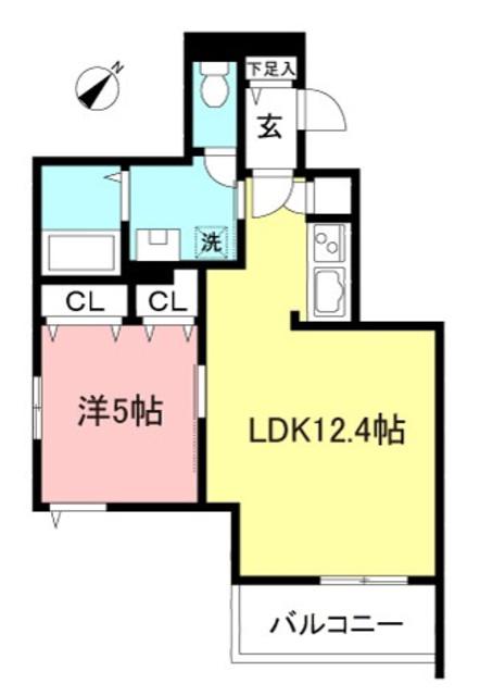 MAISON CUBU II(1LDK/2階)の間取り写真
