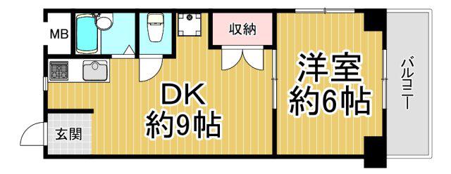 パークスクエア東園田(1DK/5階)の間取り写真