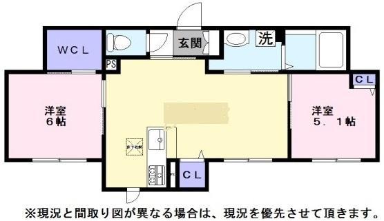 ウエスト ヴィレッジ9(2LDK/1階)の間取り写真