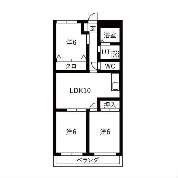 プレステージ西浦(3LDK/2階)の間取り写真