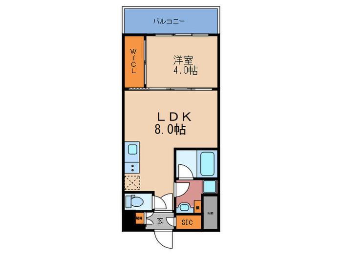 ブエナビスタ梅田ノース(1LDK/8階)の間取り写真