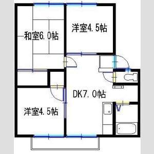 ウィンディア A棟(3DK/2階)の間取り写真