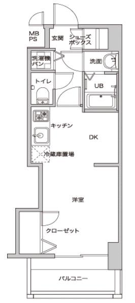アクアシティ日赤通II(1K/7階)の間取り写真