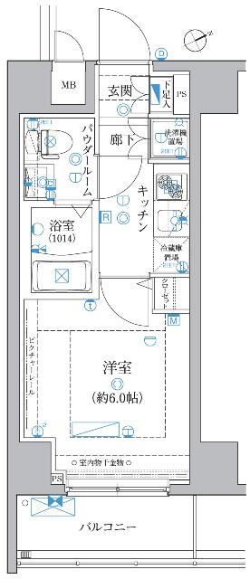 レアライズ川崎(1K/8階)の間取り写真