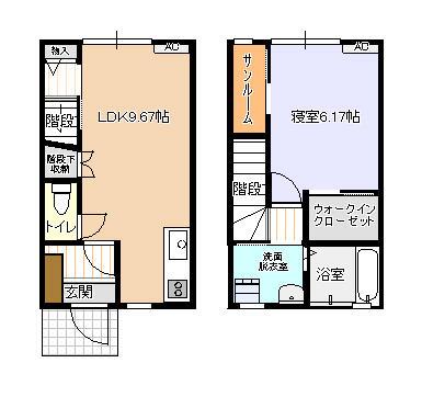 ビオラ上赤江D棟(1LDK/1階)の間取り写真