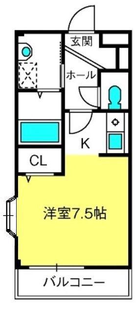 カーサシャルマン(ワンルーム/2階)の間取り写真