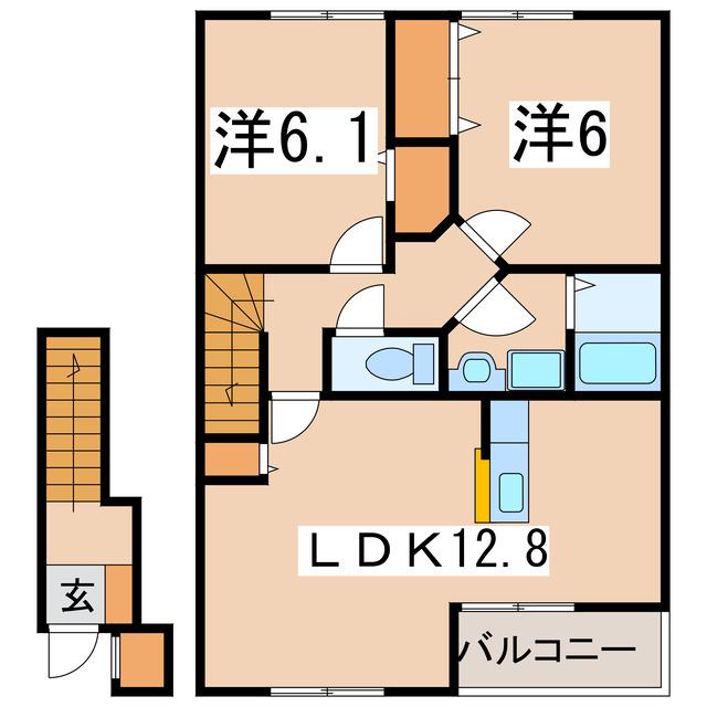 メゾン トゥインクル(2LDK/2階)の間取り写真