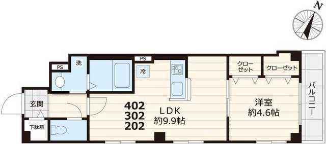 CLASSO クラッソ(1LDK/4階)の間取り写真