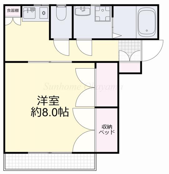 庭瀬メゾンC(1K/1階)の間取り写真