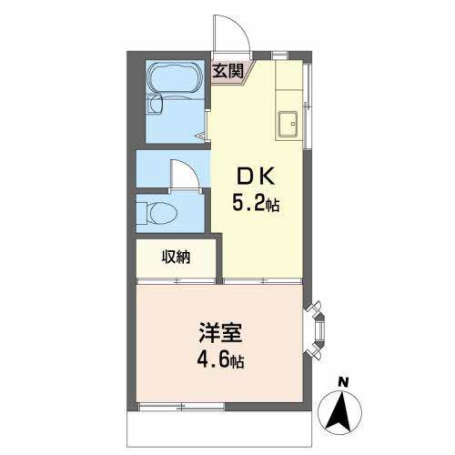 レーベン壱番館(1K/1階)の間取り写真