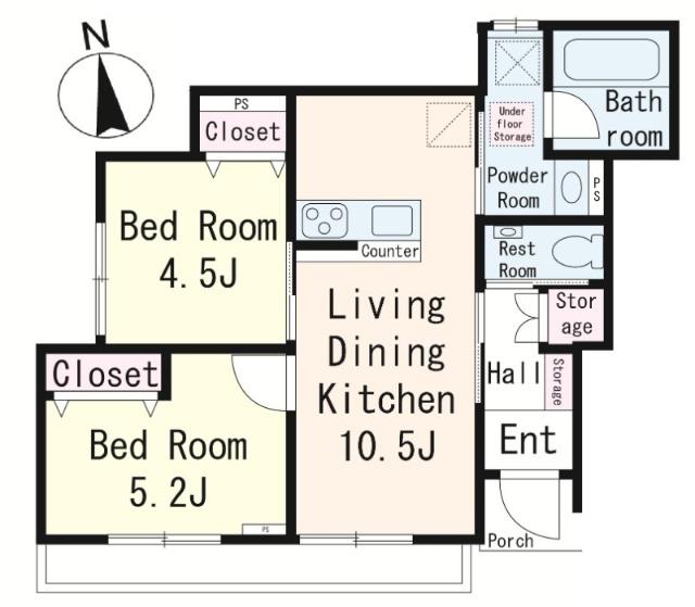 KUA MAISON J(2LDK/1階)の間取り写真