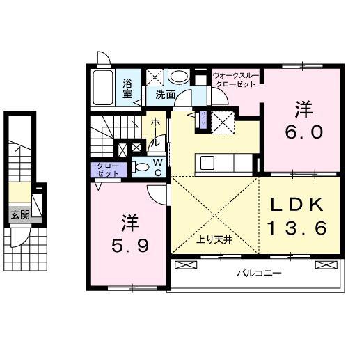 アリエル(2LDK/2階)の間取り写真