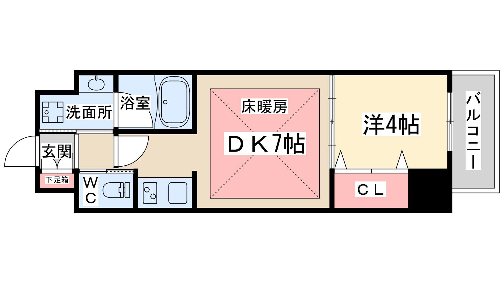 大阪天満宮プライマリーワン(1DK/9階)の間取り写真