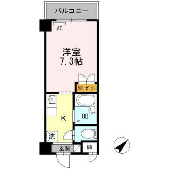 エクレール(ワンルーム/3階)の間取り写真