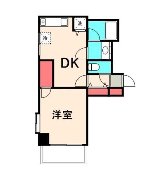プラシス門前仲町(1DK/4階)の間取り写真