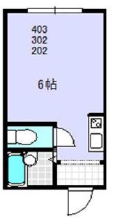 大宝谷六ルグラン(ワンルーム/4階)の間取り写真