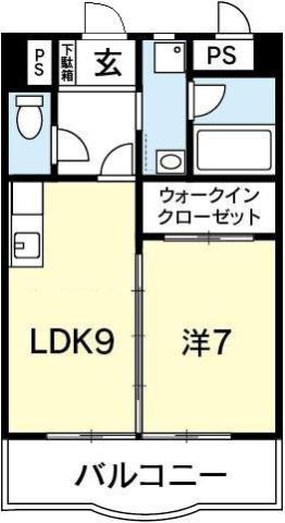 パレス中洲(1LDK/3階)の間取り写真