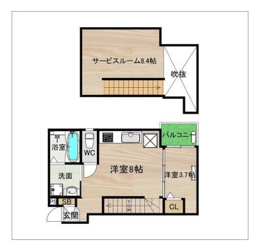 ドリームステージ博多南GARBO(1SLDK/1階)の間取り写真