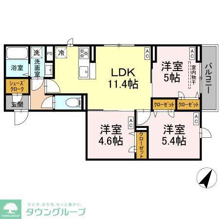 セレスティア白鷺II(3LDK/2階)の間取り写真