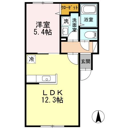 メイテルハイム平岸(1LDK/2階)の間取り写真