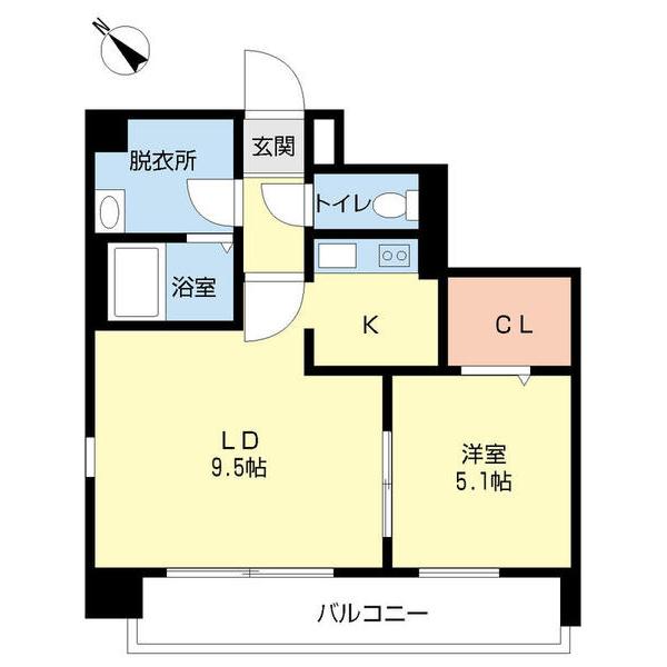 レジュイール東中通(1LDK/2階)の間取り写真