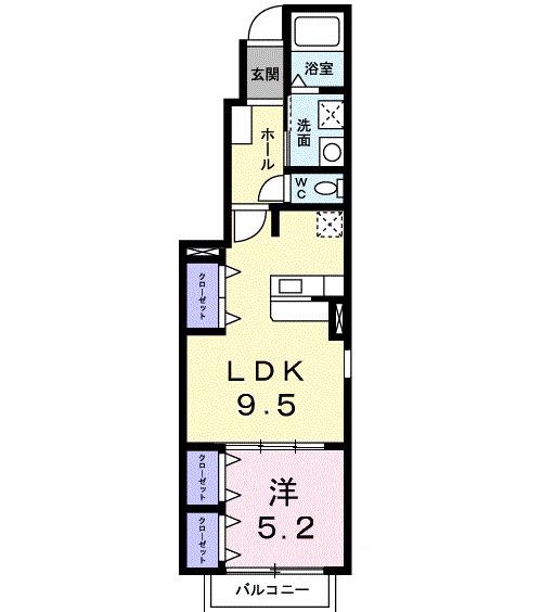 リヴェール(1LDK/1階)の間取り写真