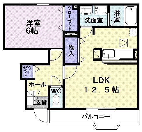 キルシェ プラッツ(1LDK/1階)の間取り写真