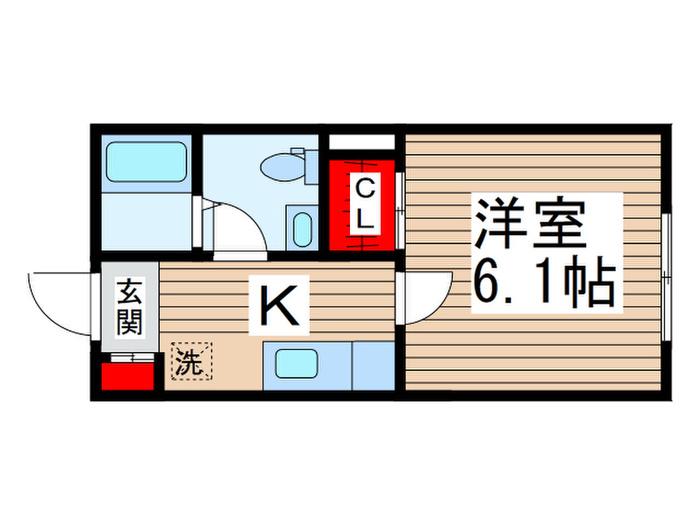 BRIX葛城(1K/2階)の間取り写真