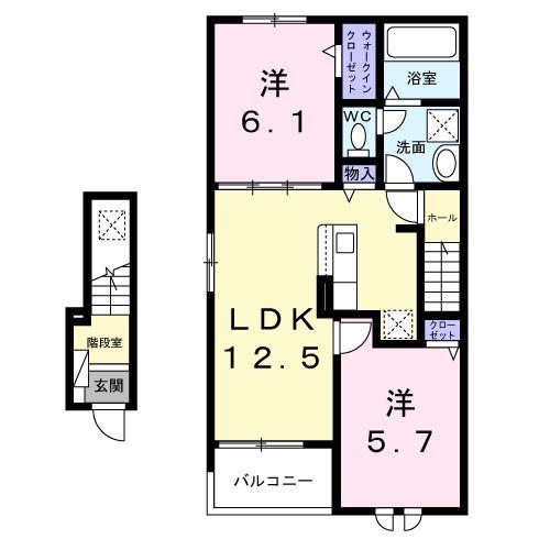 リンナラ(2LDK/2階)の間取り写真
