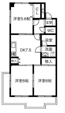 ハイツリッチモンドB棟(3DK/4階)の間取り写真