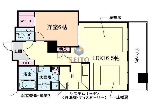 ザ・タワー大阪(1LDK/21階)の間取り写真