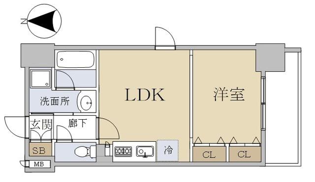 プレサンス昭和通ESRISE(1LDK/11階)の間取り写真