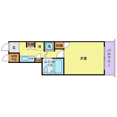 ルーブル戸越公園(1K/4階)の間取り写真