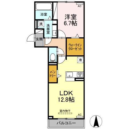 セレスティア香呑町(1LDK/2階)の間取り写真