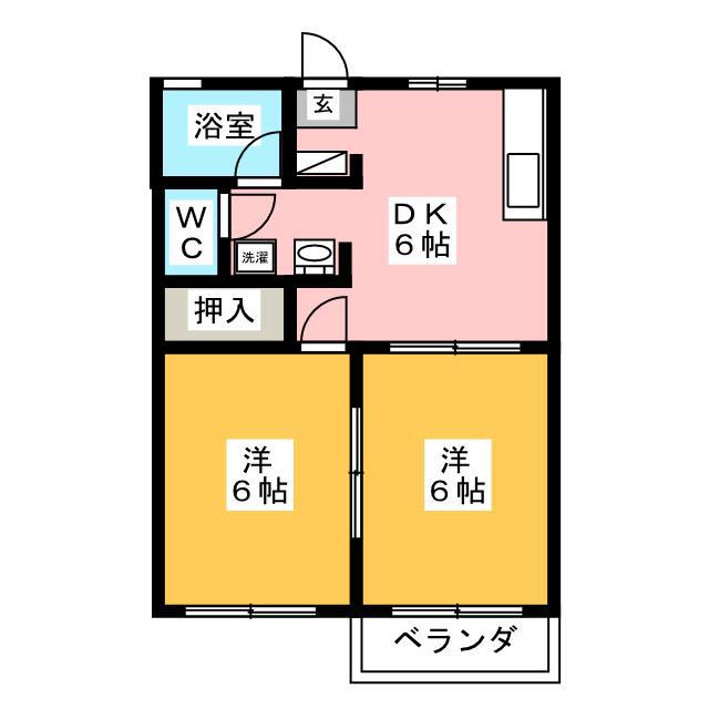 ハイツレスポワール(2DK/2階)の間取り写真