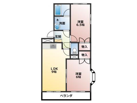 サニーコートヒカリIIB(2LDK/2階)の間取り写真