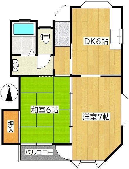 ヒルトンヒル八乙女(2DK/1階)の間取り写真