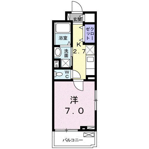 サンオランジュ(1K/3階)の間取り写真