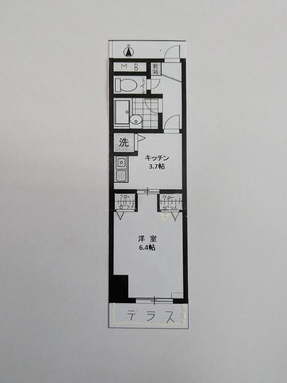 三共須崎グリーコート福生(1DK/1階)の間取り写真