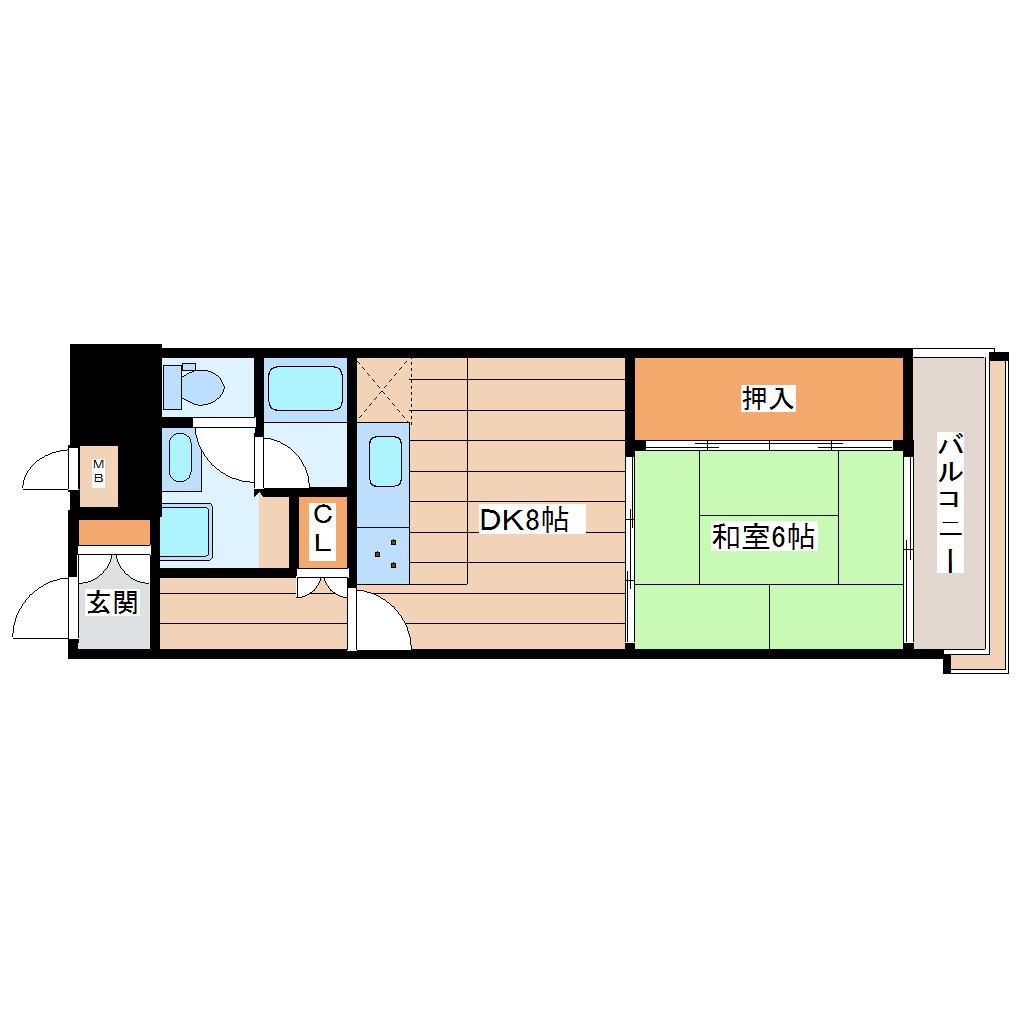 朝日プラザ大和町エザース(1DK/9階)の間取り写真